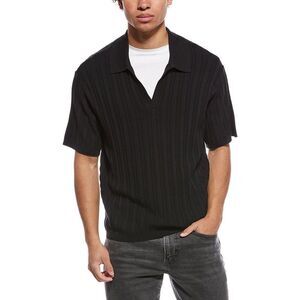Frame Denim Mens Frame Silk-Blend Polo Sweater, Black